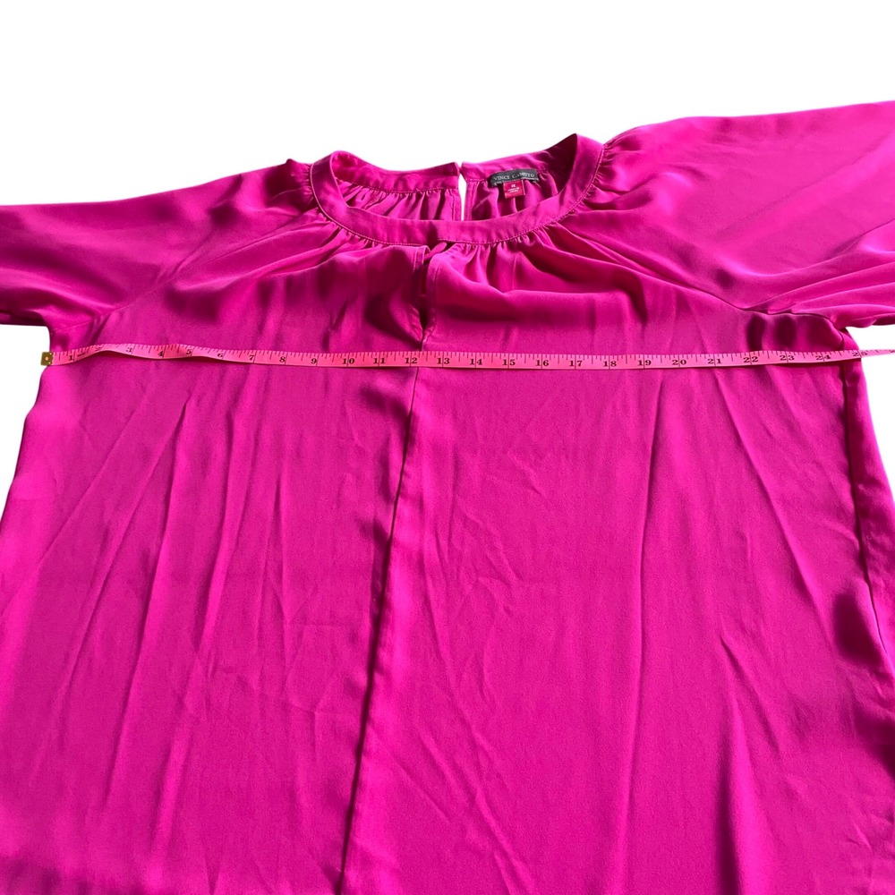 Vince Camuto‎ Womens 1X Pink Keyhole Pleated Long Sleeve Blouse Top Relaxed Fit - Picture 11 of 12